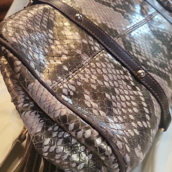 Dooney & Bourke Limited Ed.  Snake Print Large Florentine Satchel Bronze Brown - Picture 6 of 11